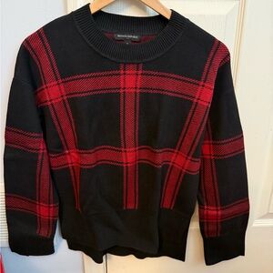 Banana Republic Black Sweater with Red Plaid Design